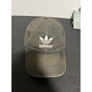 Vintage Adidas Hat Baseball Cap Black Faded Y2K 2000s Low Profile Adjustable